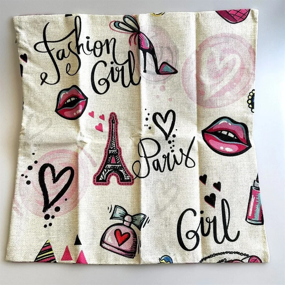 PARIS FASHION GIRL PILLOW CASE